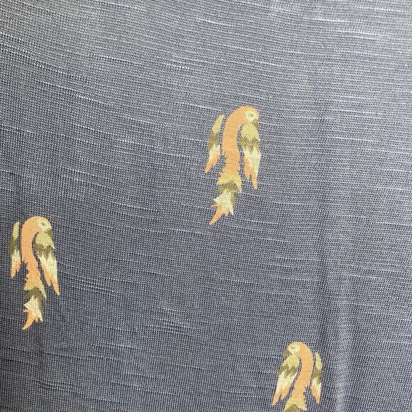 Ulla Popken Women's Blue Feather Print Button Front Tunic Top Size 16 Boho Flowy - Picture 11 of 11